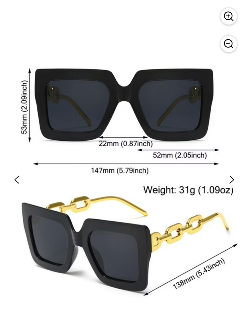 Women's Square Oversized Lens Fashion Sunglasses - Picture 8 of 8